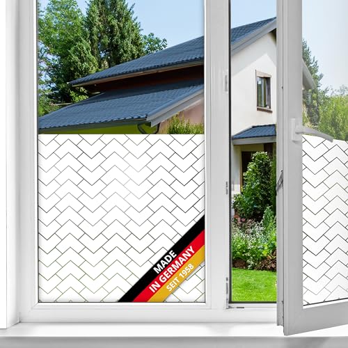 d-c-fix Fensterfolie Chester Streifen-Muster statisch selbsthaftend Premium 67,5 cm x 1,5 m - blickdichte Sichtschutzfolie mit UV-Schutz - Sichtschutz Fenster Folie Milchglasfolie modern von d-c-fix