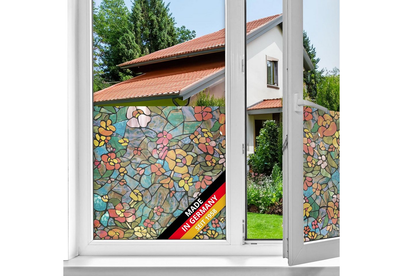 d-c-fix Fensterfolie Fensterfolie selbstklebend Sichtschutzfolie Deko Folie für Fenster, Buntglasfolie, 200 x 45cm - Zuschneidbar & rückstandslos entfernbar d-c-fix Fensterfolie Fensterfolie selbstklebend Sichtschutzfolie Deko Folie für Fenster, Buntglasfolie, 200 x 45cm - Zuschneidbar & rückstandslos entfernbar von d-c-fix