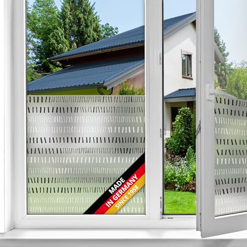 d-c-fix Fensterfolie Stitches Stickmuster statisch selbsthaftend Premium 45 cm x 1,5 m - blickdichte Sichtschutzfolie mit UV-Schutz - Sichtschutz für Fenster Folie Milchglasfolie Klebefolie Muster von d-c-fix