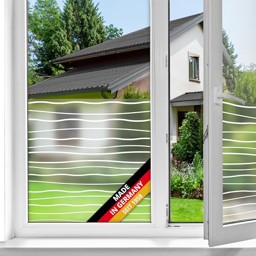 d-c-fix Fensterfolie static Waves UV Sichtschutz beidseitig blickdicht statisch selbsthaftend Folie für Bad-Fenster, Küche, Glastür Milchglasfolie Sichtschutzfolie Glasfolie 67,5 cm x 1,5 m von d-c-fix