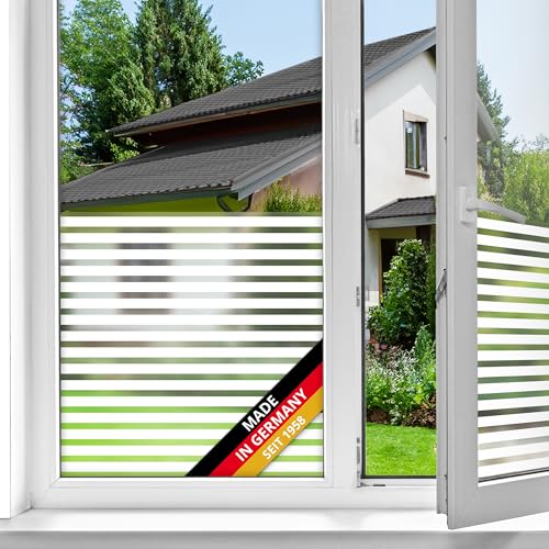 d-c-fix Fensterfolie Linia Streifen-Muster statisch selbsthaftend 90 cm x 1,5 m - blickdichte Sichtschutzfolie mit UV-Schutz - Sichtschutz für Fenster Folie Milchglasfolie Klebefolie gestreift von d-c-fix