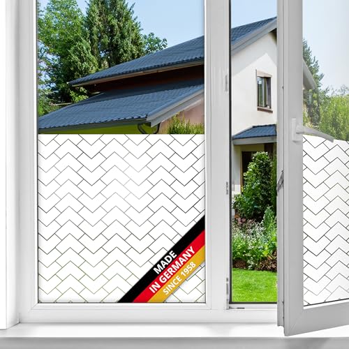 d-c-fix Fensterfolie static Premium Chester UV Sichtschutz beidseitig blickdicht statisch selbsthaftend Folie Bad-Fenster, Küche, Glastür Milchglasfolie Sichtschutzfolie Glasfolie 67,5 cm x 1,5 m von d-c-fix