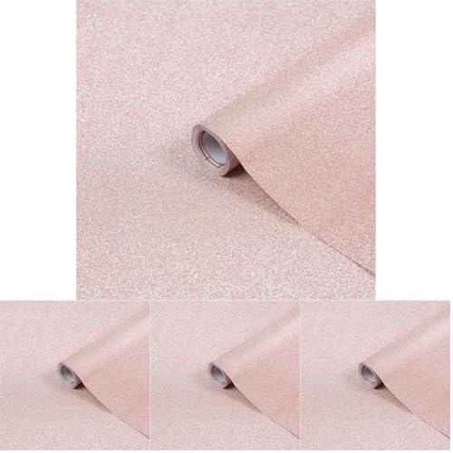 d-c-fix Klebefolie Glitzer Rose-Gold Pink - selbstklebend Glitzerfolie zum Basteln Bastelfolie Rolle Glitzerpapier Bastelpapier Weihnachten Möbel Dekofolie Vinyl-Folie 67,5 cm x 2 m (Packung mit 4) von d-c-fix