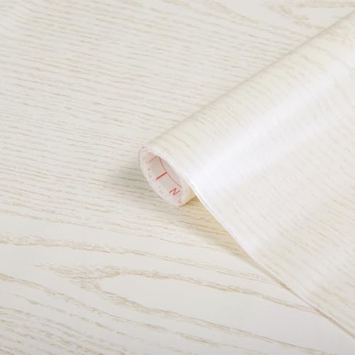 d-c-fix Möbel-Klebefolie Perlmuttholz Weiß Holz-Optik 90 cm x 2,1 m - Möbelfolie selbstklebende Deko-Folie für Küche, Schrank, Tisch-Folie Schrankfolie Holzfolie Türfolie Türtapete Tür weiß von d-c-fix