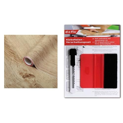 d-c-fix Klebefolie Ribbeck Oak Holz-Optik Selbstklebende Folie & Verarbeitungsset mit Rakel und Schneidemesser von d-c-fix