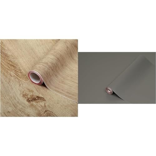 d-c-fix Klebefolie Ribbeck Oak Holz-Optik selbstklebende Folie & Klebefolie Uni seidenmatt anthrazit selbstklebende Folie wasserdicht realistische Deko für Möbel von d-c-fix