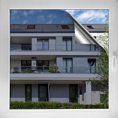 d-c-fix Spiegelfolie selbstklebend (67,5x150cm) Fensterfolie von außen blickdicht, von innen durchsichtig (tagsüber) - 99% UV-Schutz Blickschutz reflektierend verspiegelt Fenster Sichtschutz Folie von d-c-fix
