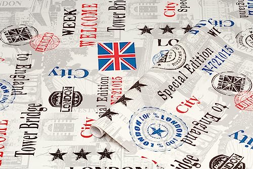 d-c-fix Möbel-Klebefolie Lindley London Motiv bunt 45 cm x 1,5 m - Möbelfolie selbstklebende Deko-Folie Schrank Küche Bad Dekorfolie wasserfest England UK von d-c-fix
