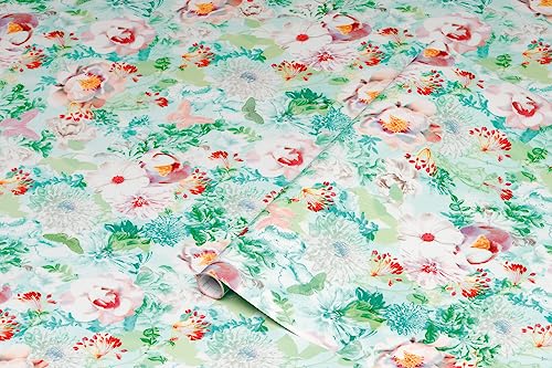 d-c-fix Möbel-Klebefolie Sunland Blumen-Muster 45 cm x 1,5 m - Möbelfolie selbstklebende Deko-Folie Schrank Küche Bad Dekorfolie wasserfest Wiese Motiv Vintage Landhaus-Stil grün rosa bunt von d-c-fix