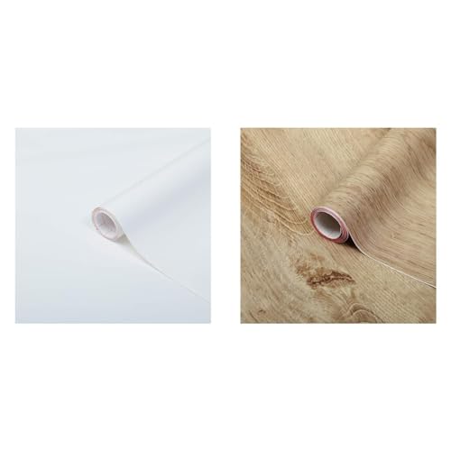 d-c-fix Klebefolie Uni seidenmatt weiß selbstklebende Folie & Klebefolie Ribbeck Oak Holz-Optik selbstklebende Folie von d-c-fix