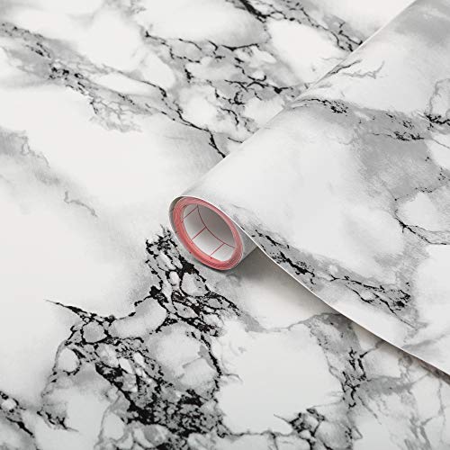 d-c-fix Möbel-Klebefolie Marmi Weiß Marmor-Optik 45 cm x 2 m - Möbelfolie Küchenfolie selbstklebende Deko-Folie für Küche Tisch-Folie Fensterbank Bad Schrank Stein-Optik wasserfest weiß grau von d-c-fix