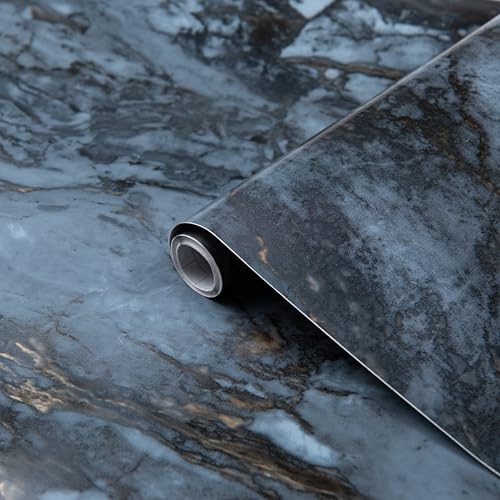 d-c-fix Möbel-Klebefolie Romeo Gold Marmor-Optik 45 cm x 2 m - Möbelfolie Küchenfolie selbstklebend Deko-Folie Küche Tisch-Folie Fensterbank Bad Schrank Stein-Optik wasserfest gold schwarz blau von d-c-fix