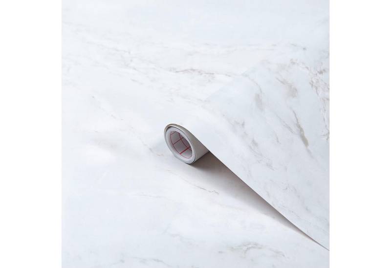 d-c-fix Möbelfolie 10€/qm Klebefolie für Möbel Küche Dekofolie Steinoptik Marmor, (Designfolie Romeo, matt-white 15m x 67,5cm), Selbstklebefolie - Zuschneidbar, abwischbar & rückstandslos entfernbar von d-c-fix