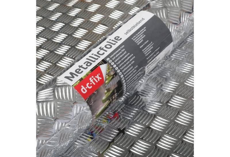 d-c-fix Möbelfolie 20,70€/qm selbstklebende Dekofolie Riffelblech Klebefolie Möbel Küche, 200 x 67,5cm - Metallicfolie mit spürbar geprägter Oberfläche von d-c-fix