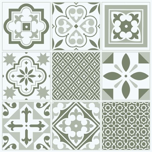 d-c-fix 11er Pack selbstklebende Bodenfliesen Oriental Tiles Green - Vinylboden PVC Bodenbelag Klebefliesen Boden Fliesenfolie Vinyl Fliesen Küche Bad Flur 30x30 cm von d-c-fix