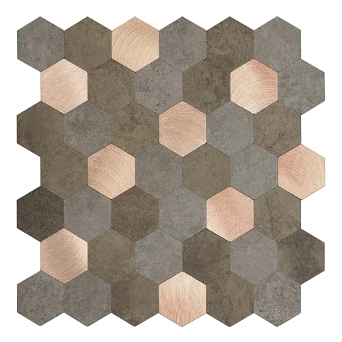 d-c-fix Premium Wandfliese Metal and Stone Hexagons 29 x 28,8 cm - Klebefliese für Küche, Bad & Küchenrückwand - selbstklebender Fliesenaufkleber Wand Fliese Aufkleber Fliesenfolie von d-c-fix