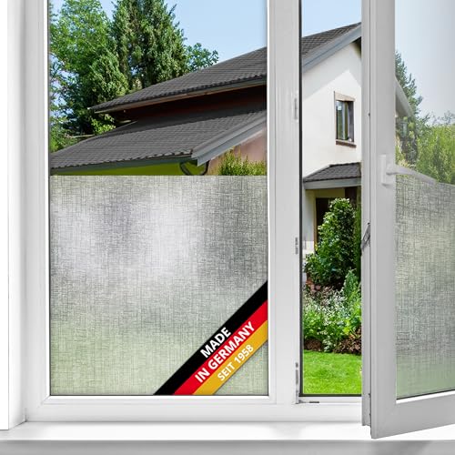 d-c-fix Fensterfolie Lynn Milchglas statisch selbsthaftend 90 cm x 1,5 m - Milchglasfolie blickdichte Sichtschutzfolie mit UV-Schutz - Sichtschutz für Fenster Folie Klebefolie Blickschutz von d-c-fix