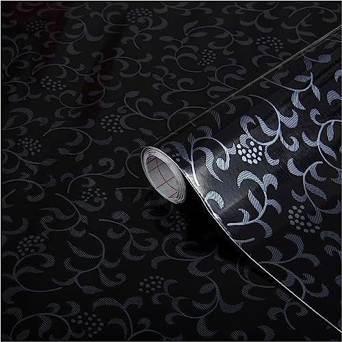 d-c-fix Möbel-Klebefolie Sonja Black Blumen-Muster 45 cm x 1,5 m - Möbelfolie selbstklebende Deko-Folie Schrank Küche Bad Dekorfolie wasserfest Vintage Ranken Ornamente schwarz von d-c-fix