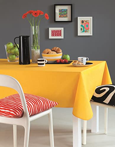 d-c-fix Tischdecke Nizza Collin gelb - 100% Baumwolle - abwaschbar, wasserdicht & schmutzabweisend - Tischtuch - 110 cm x 140 cm eckig von d-c-fix