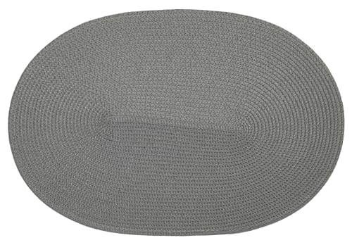 d-c-fix Tischset PVC-Free Steel Grey - abwaschbare Unterlage für Küche & Esstisch - Platzset Platzdeckchen Teller Platzdecke Tisch-Untersetzer Set - 30 cm x 45 cm oval von d-c-fix