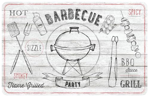 d-c-fix Tischset Rio Barbecue offwhite - abwaschbare Unterlage für Küche & Esstisch - Platzset Platzdeckchen Teller Platzdecke Tisch-Untersetzer Set - 29 cm x 44 cm eckig von d-c-fix