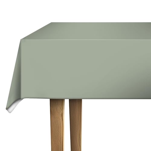 d-c-fix Wachstuchtischdecke PVC-free Sage Green - abwaschbar wasserdicht - In- & Outdoor - Wachstuch Plastik-Tischdecke Wachstischdecke Tischtuch - 140 cm rund von d-c-fix