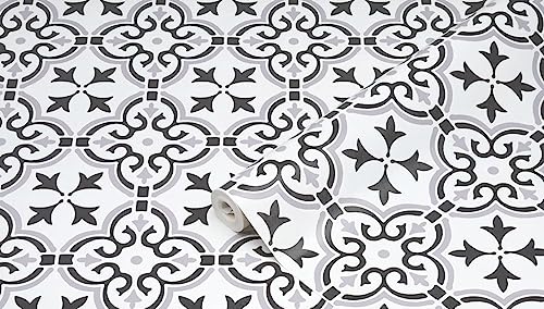 d-c-fix Wandbelag Ceramics - Wandtapete Fliesentapete Fliesenspiegel Tapete Design Renovierung Upcycling Wand Küche Bad Schlafzimmer Wohnzimmer Waschküche - Floral Shapes 67,5 cm x 4 m von d-c-fix