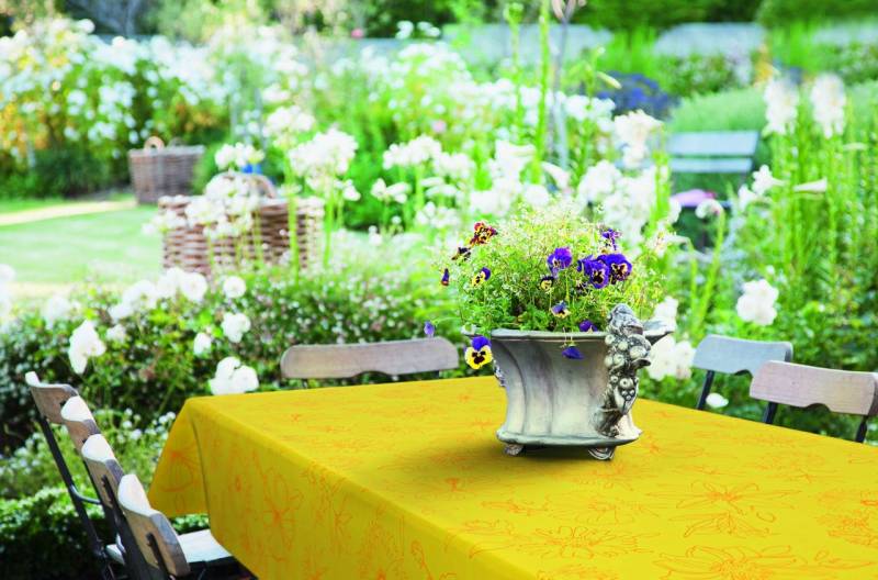 d-c-table® Tischdecke Manhattan Vlies Palmas 110 x 140 cm, gelb von d-c-fix