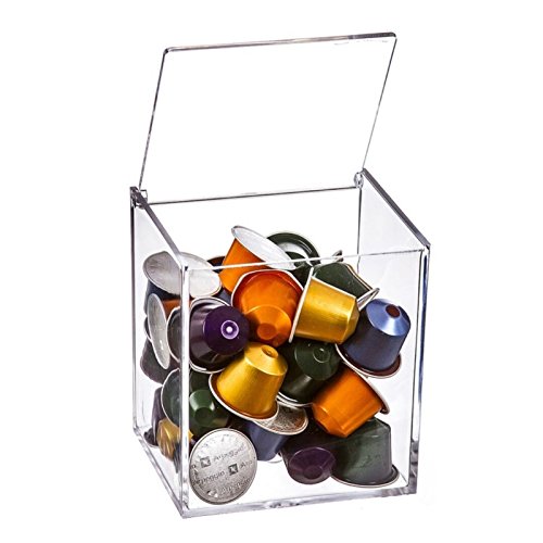 D‘CASA - Kapselhalter aus Acryl, Transparent, für 13 Dolce Gusto-Kapseln oder 40 Nespresso-Kapseln von Casa D'Or