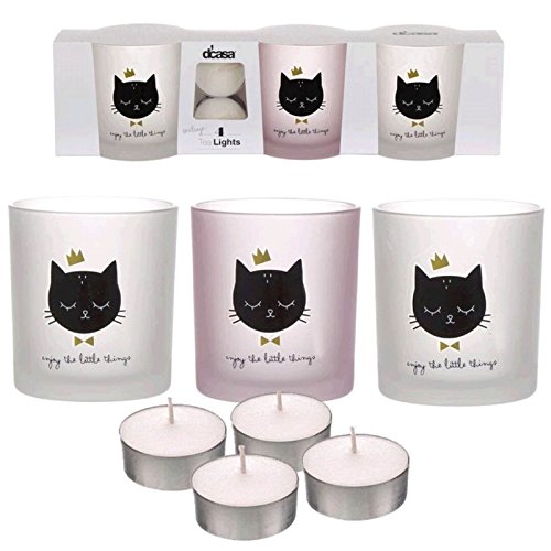Dcasa - Packung mit 3 Kerzen mit 4 Katzen-Kerzen von Dcasa