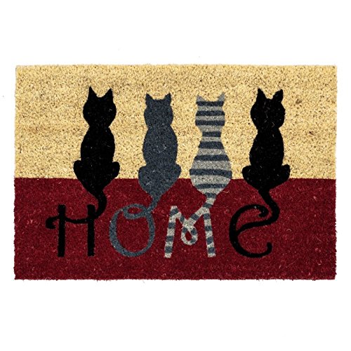 D'CASA Moderne Fußmatte für Katzen, Design Home, Kokosfaser, 40 x 60 cm von D'CASA