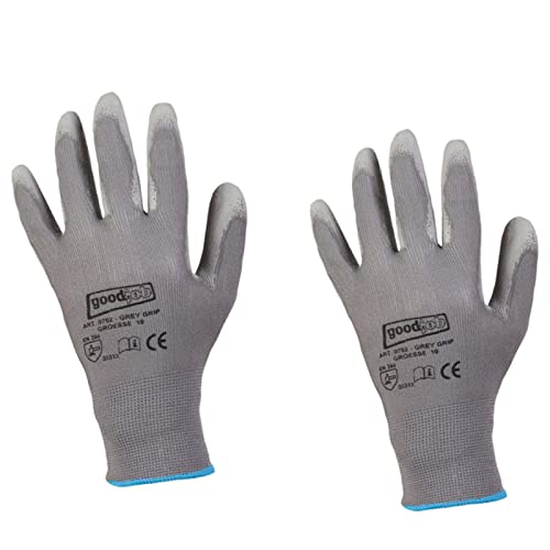 D2D | 1 Paar - Grey Grip Handschuhe - Größe: 10 (XL) - Grau aus Polyester mit einer PU Beschichtung - Norm EN 388 - Arbeitshandschuhe - PU-Montagehandschuhe von d2d-needs