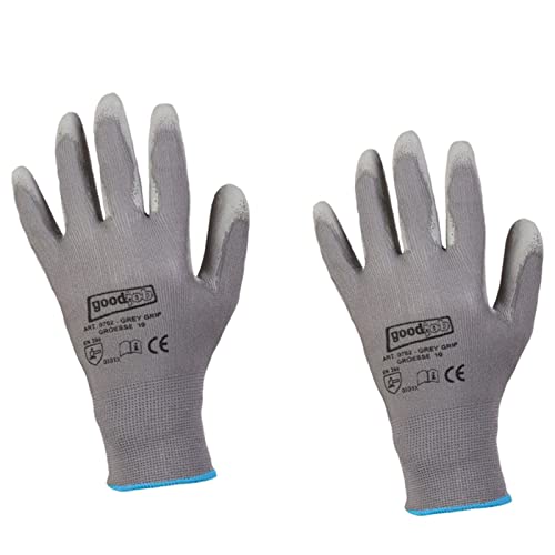 D2D | 1 Paar - Grey Grip Handschuhe - Größe: 8 (M) - Grau aus Polyester mit einer PU Beschichtung - Norm EN 388 - Arbeitshandschuhe - PU-Montagehandschuhe von d2d-needs