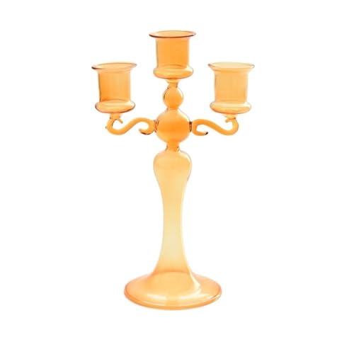 Kerzenhülsenhalter Kreativer Glaskerzenständer Bunter Dreikopfkerzenständer Home Decoration Hochzeits-Shooting-Requisiten(Orange) von dP3sQ8mXjN