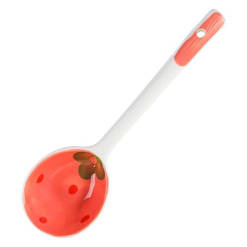 Suppenkelle 5 Stück Erdbeer-Keramik-Suppenkelle for den Haushalt, große Portion Suppe, langer Griff, großer Löffel, niedlicher Löffel for Pfannkuchen und Saucennudeln von dP3sQ8mXjN