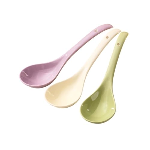 Suppenkelle Hochtemperaturbeständige Service-Keramik-Schöpfkelle for Servieren von Suppe und Eintopf, Löffel mit langem Griff und tiefem ovalem Hakendesign, spülmaschinenfest(Multi-colored) von dP3sQ8mXjN