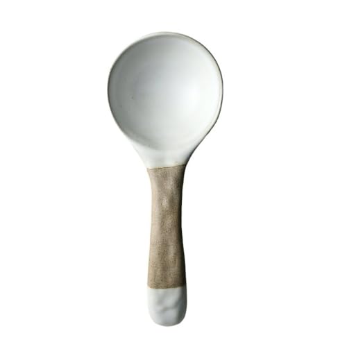 Suppenkelle Keramik-Unterglasurfarbe, 80 ml, Schöpfkelle mit großem Fassungsvermögen, Servierwerkzeug, Suppenschöpfer, Löffel mit langem Griff, beständig gegen hohe Temperaturen(Bruin) von dP3sQ8mXjN