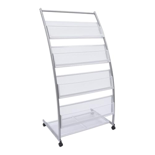 dP3sQ8mXjN Bodenstehender Zeitschriftenständer Boden-Zeitschriftenständer, 4-lagiger Büroständer, Broschürenständer, tragbarer Katalog-Literaturständer for Büros und Messen von dP3sQ8mXjN