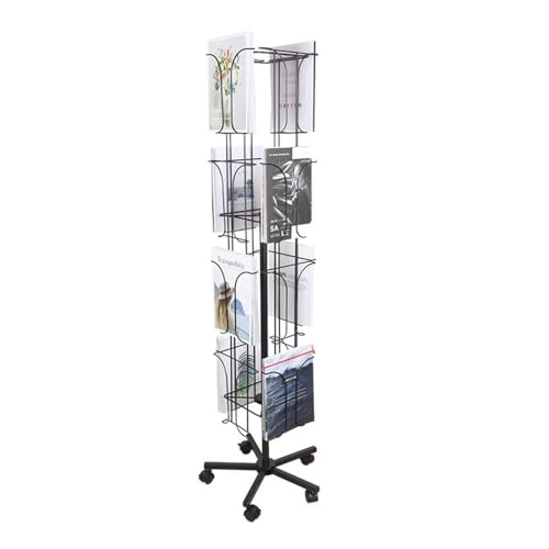 dP3sQ8mXjN Bodenstehender Zeitschriftenständer Bodenbenutztes rotierendes Zeitschriftenständer aus Metall mit Haltern Katalogliteraturhalter-Ausstellungsstand(Schwarz) von dP3sQ8mXjN