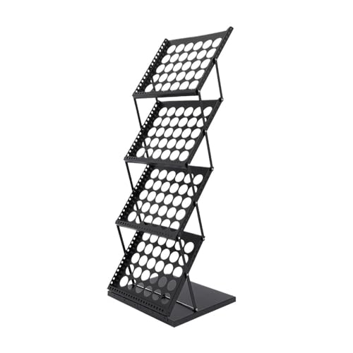dP3sQ8mXjN Bodenstehender Zeitschriftenständer Faltbarer Zeitschriftenständer, 4-stufiger Broschürenständer, bodenstehendes modernes A3-Bücherregal aus Eisen(Schwarz) von dP3sQ8mXjN