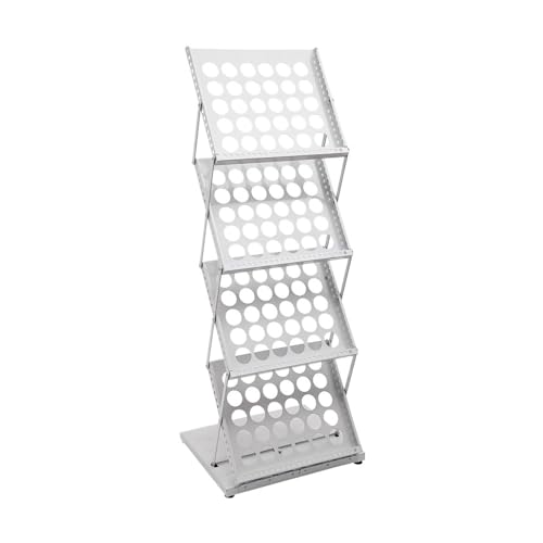 dP3sQ8mXjN Bodenstehender Zeitschriftenständer Faltbarer Zeitschriftenständer, 4-stufiger Broschürenständer, bodenstehendes modernes A3-Bücherregal aus Eisen(Weiß) von dP3sQ8mXjN