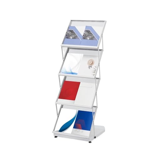 dP3sQ8mXjN Bodenstehender Zeitschriftenständer Prospektständer, 4-stufiger, faltbarer mit rutschfesten Füßen, bodenstehender Zeitschriftenständer, Zeitungshalter von dP3sQ8mXjN