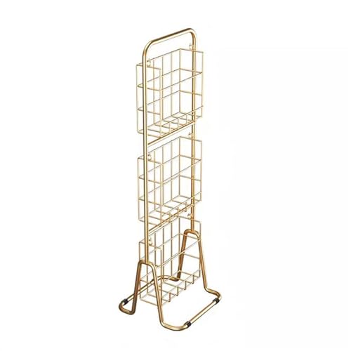 dP3sQ8mXjN Bodenstehender Zeitschriftenständer Zeitungs- und Zeitschriftenständer, antikes Boden-Datenspeicherregal, Büro-Präsentationsständer, amerikanische Retro-Zeitungsregale aus Metall(Gold) von dP3sQ8mXjN
