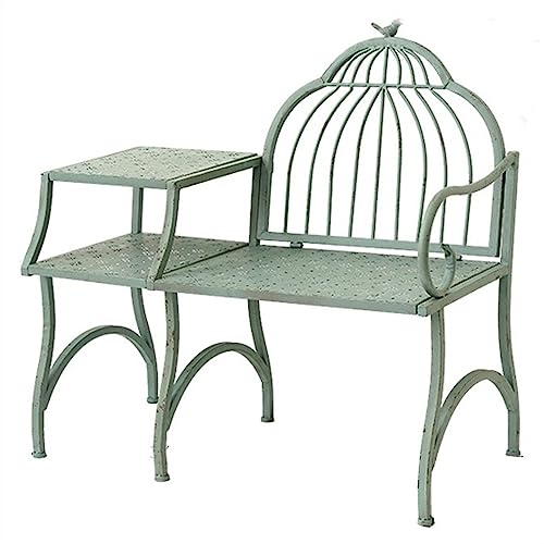 dP3sQ8mXjN Gartenmöbel 37,4-Zoll-Gartenbank for den Außenbereich, Vintage-Schmiedeeisen, grüner Metallbalkon, Couchtisch und Stühle von dP3sQ8mXjN