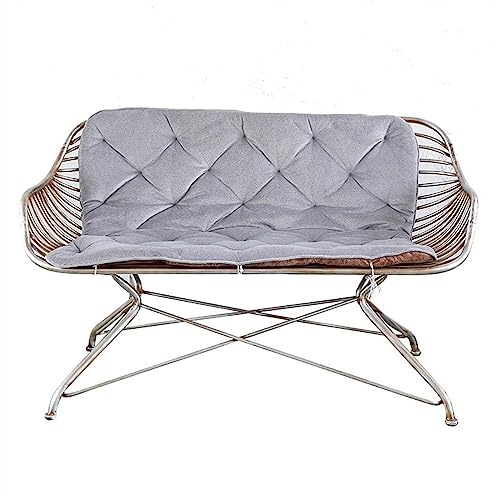 dP3sQ8mXjN Gartenmöbel 51,1-Zoll-Vintage-Art-Eisenhocker, Outdoor-Balkon-Freizeitstuhl mit Kissen und Rückenlehne, Silber for 2 Personen von dP3sQ8mXjN