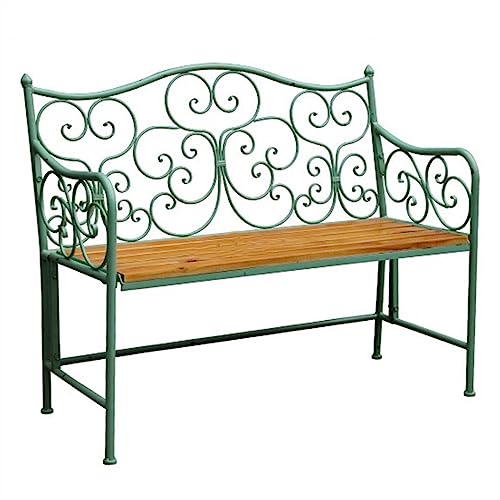 dP3sQ8mXjN Gartenmöbel Antikgrüne Gartenbank mit Rückenlehne, 2 Metallrahmen, geeignet for Innenhöfe, Terrassen, Veranden und Wintergärten von dP3sQ8mXjN