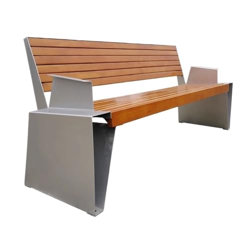 dP3sQ8mXjN Gartenmöbel Garten-Rückenlehnenbank, Park-Stahlstuhl, Holzstuhloberfläche, for die Freizeit auf dem Balkon im Freien(Groß) von dP3sQ8mXjN