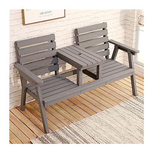 dP3sQ8mXjN Gartenmöbel Gartenbank for den Außenbereich mit Rückenlehne und Mitteltisch, Doppelsitz, geeignet for Terrasse, Veranda, Hinterhof, Deck, Balkon(Grigio) von dP3sQ8mXjN