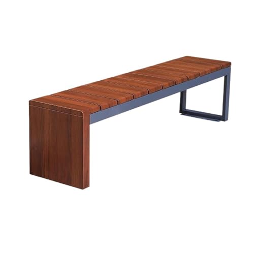 dP3sQ8mXjN Gartenmöbel Gartenbank ohne Rückenlehne for den Außenbereich, Parkstuhl aus Stahl mit Holzmaserung, for Sitzgelegenheiten auf dem Balkon, im Hof ​​oder auf der Veranda(Klein) von dP3sQ8mXjN