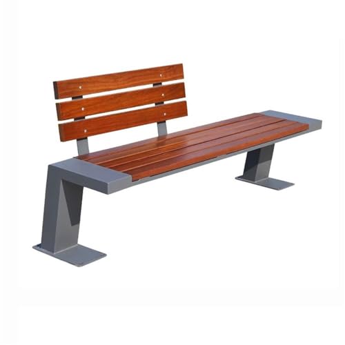 dP3sQ8mXjN Gartenmöbel Gartenstuhl mit Rückenlehne for den Außenbereich, Holzbank mit Edelstahlrahmen, for Sitzgelegenheiten auf dem Balkon, Hof und Veranda(Mittel) von dP3sQ8mXjN